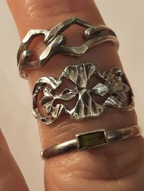Sterling Silver Rings One With Stone